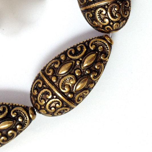 30mm Vintage Gold Baroque Drop Bead, strand of 10 beads