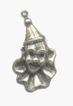 24mm Vintage Silver Clown Charm, 6 pack