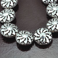 18x9mm Antiqued Classic Silver Round Flower Bead, strand