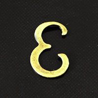 11x9mm Letter E Alphabet Vintage Brass Metal Charm, pack of 6