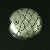 29mm Round Fish Flatback, Antiqued Silver, ea