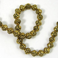 8mm Rose Shaped, Antique Gold Beads, 36 beads per strand