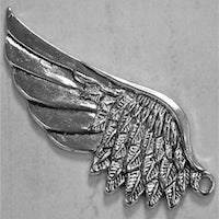Angel Bird Wings Charm Pendant, Classic Silver, -57mm pkg/2