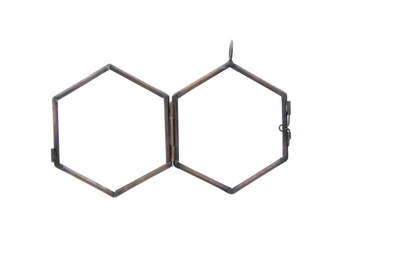 Hexagon Pendant locket , Antique copper finish , pack of 6 ea