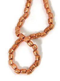 6x5mm Textured Drum Bright Copper Bead, metalized copper, about 51 beads per 12in strand