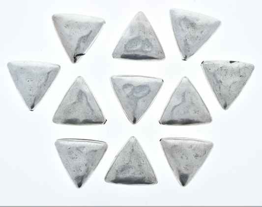 Hammered Look Triangle Beads, Antique Silver, strand