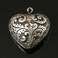 26mm Baroque Heart Pendant Charm, Classic Silver, 6 pack