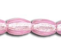 18x13mm Oval Shape Glass Foil Beads, Pink, Package of 20