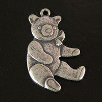 14x20mm Teddy Bear Charm, Classic Silver Metal Stamping, pk/6