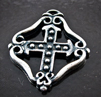 25x30mm Classic Silver Finish Beaded Cross Pendant, pk/6
