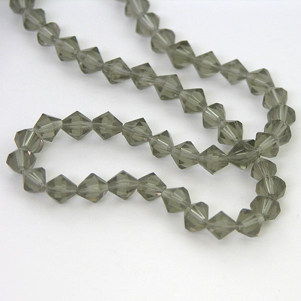 6mm bicone faceted smokey topaz, 13" strand