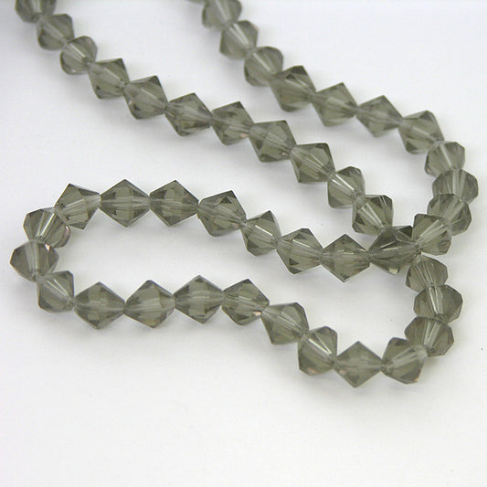 6mm  bicone faceted smokey topaz, 13" strand