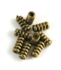 9x4mm Gold Corrugated Tube Spacer Bead, 12in strand