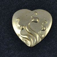 29x29mm Raw Brass Large Swirl Heart, PKG/6