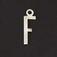 15mm F Letter Charm, Vintage Silver, 6 pack