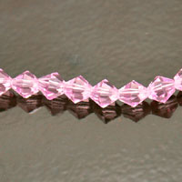 6mm rose Faceted Bi-cone Fire-n-Ice Crystal 16" Strand