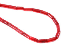 6x9mm Coral Tube Beads, 16 inch strand