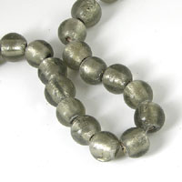 11mm Round Gray Foil Lined Glass Beads, Strand
