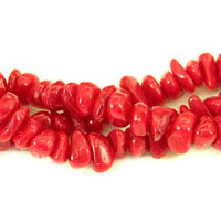 7mm Italian Lucite Red Coral Nugget Beads, 12 inch strand
