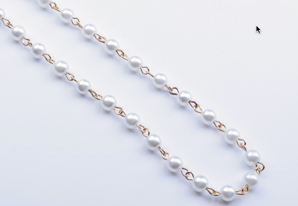 Beaded linked Chain, Rosary style , 6mm Glass pearl , ft