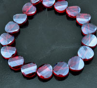 18mm Lt Siam AB Faceted Red Crystal Beads, strand