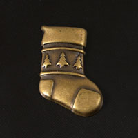 23x18mm Christmas Stocking Charm, Vintage Brass, pk/6