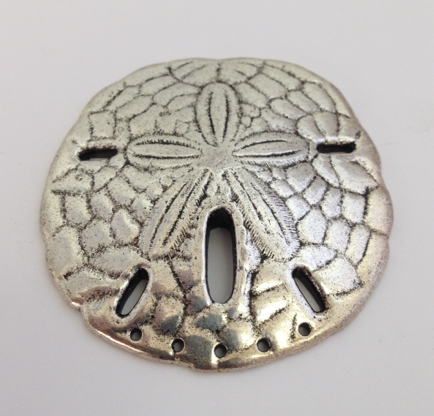 35mm(2.3n) Sand-Dollar Round, Flat Back, Ant Classic Silver, pk/2
