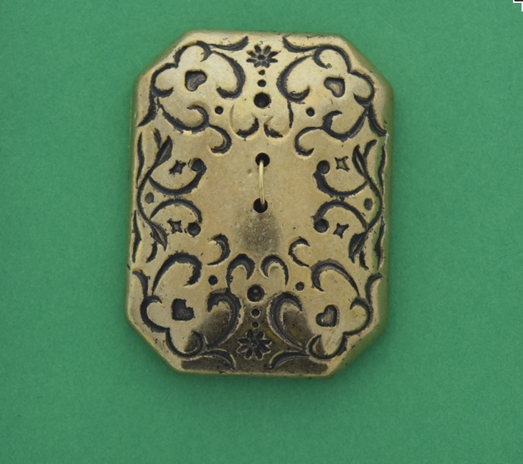 40x31mm Baroque Rectangle, Antiqued Gold Flat Back,