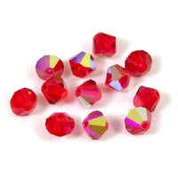 Swarovski Crystal 4mm Bicone Beads, Light Siam AB, Sold by Dozen