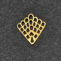 23mm Feathered Filigree Drop Charms, raw brass, Pack of 6
