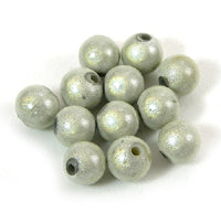 8mm Silver Round Moon Beads, pack of 12