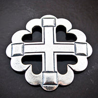 33mm Classic Silver Finish Cross with Border, pk/5