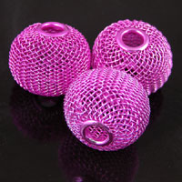 25mm Round Wire Mesh Beads, Hot Pink, pack of 5