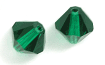 6mm Swarovski Crystal Bicone Beads, Emerald, pk/12