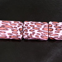 22mm Pink Cheetah Leopard Rectangle Bead, 6 inch strand