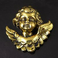 40mm Cherub Charm Flatback, Antique Gold, Pack of 6.