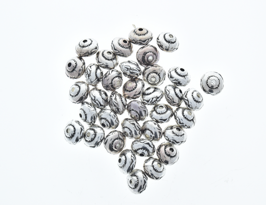 9mm x 13mm Saucer Bead, antique silver, 36 beads on 12 inch strand
