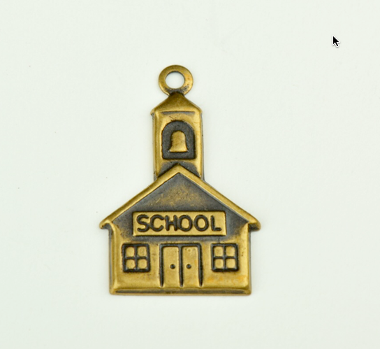 School House Charm 16mm antique Gold , 3 each