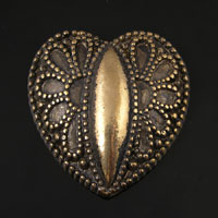 39mm Designed Heart Flatback, Antiqued gold, ea