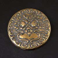 30mm Victorian Floral Medallion, Vintage, Antique Gold, each