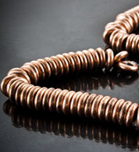 Antique Copper Donut Spacer Bead, 12in strand