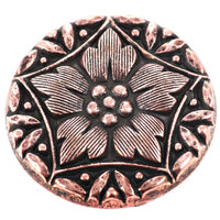 27mm Ornate Flower Round Flatback, Antiqued Copper, pk/6