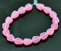 10x8mm Czech Glass, Leaf Beads, Pink, 7in strand