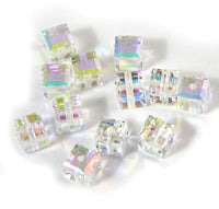 Swarovski Crystal 4mm Square Beads, Crystal AB, Sold by Dozen