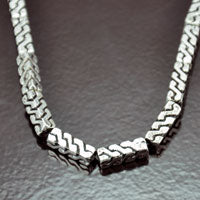 15x5mm Weaved Cube, Antiqued Classic Silver, strand