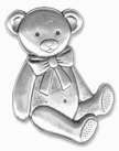 Antique Silver flat back TEDDY BEAR, pack of 4