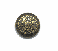 21mm Raised Heart Round Dome, Antiqued Gold, ea