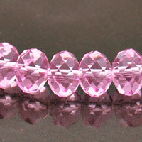 9x12mm Rondelle Pink Rose Faceted Crystal Beads, 16" Strand, 48 Beads