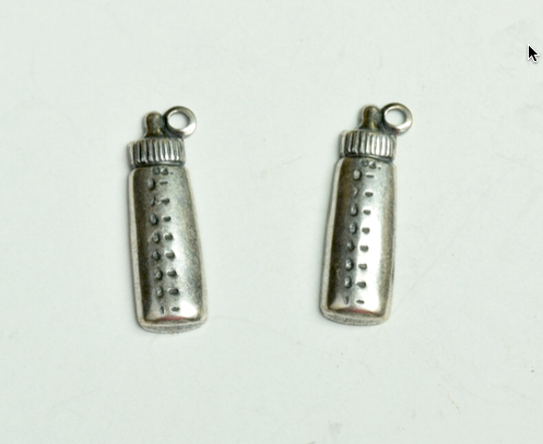 Baby bottle Charm with Ring, sold in packs of 6 each