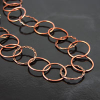 18mm Classic Copper Cable Chain, Hammered and Smooth Round Links 10ft/roll